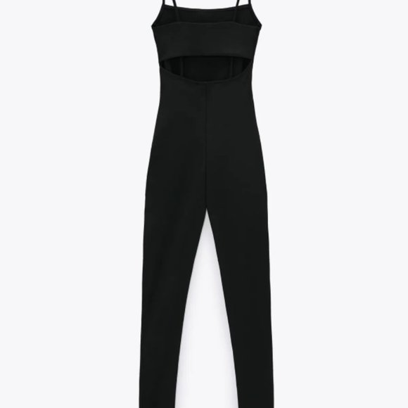 Fitted Black Athleisure Jumpsuit - Picture 3 of 4